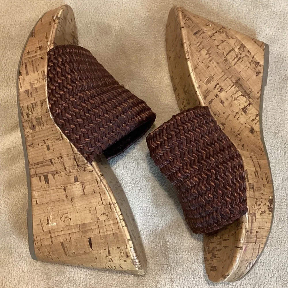 MONTEGO BAY Wedge Sandals, Stretch Upper, Metallic Brown/Copper, Size US 9/EU 40